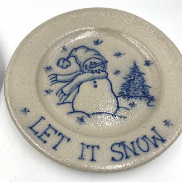 Salmon Falls Stoneware Let It Snow Snowman Plate 1997 Dover NH Signed Casey Wade